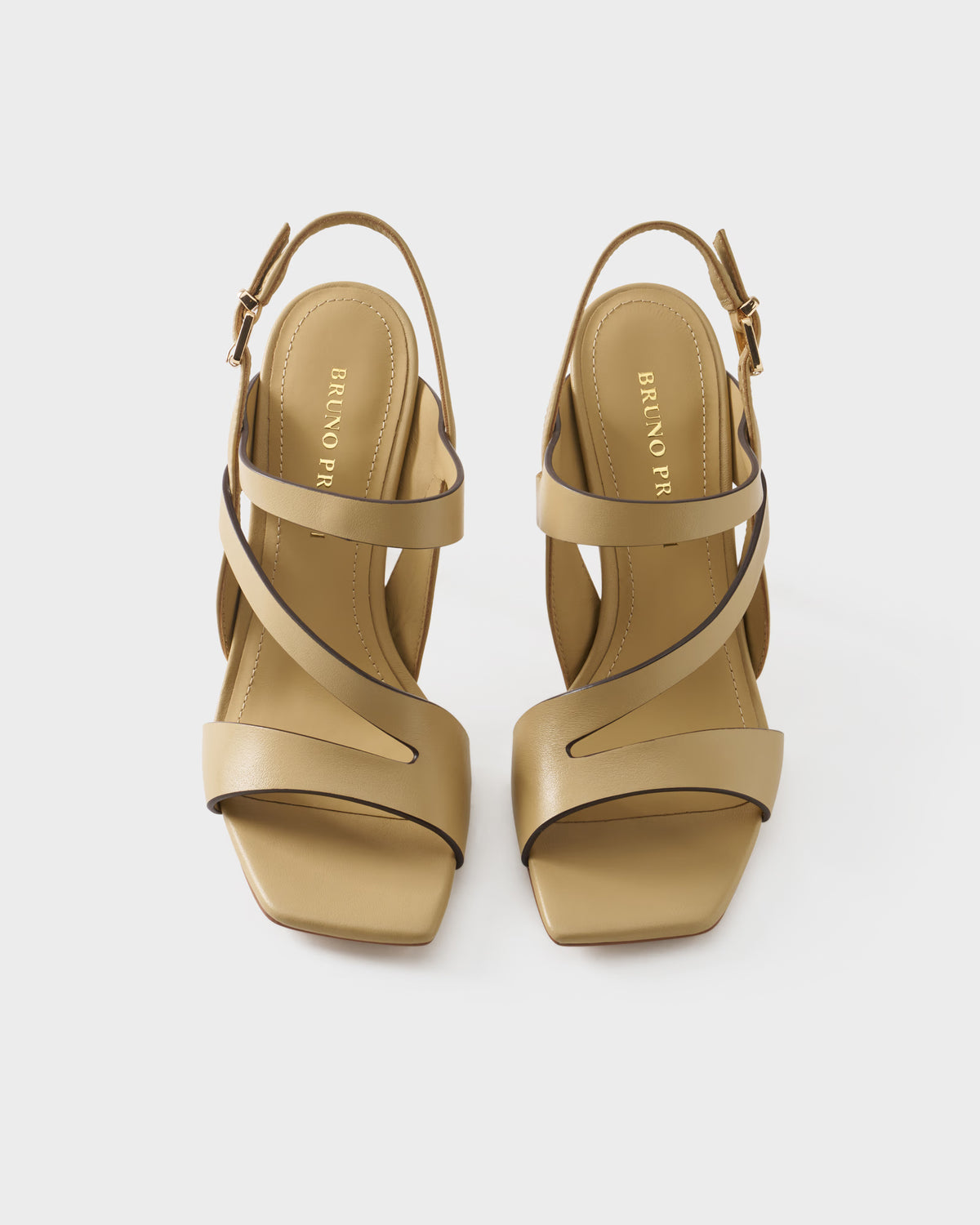 High-heeled slingback sandal in leather